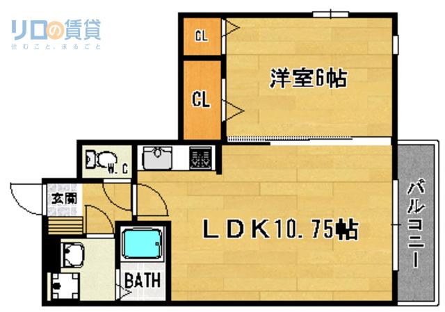 ベルビー宝塚(1LDK/1階)の間取り写真