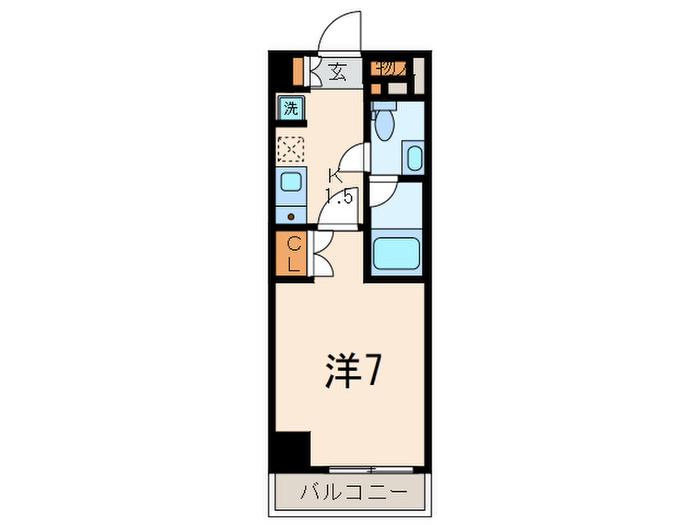 ウィステリア高津(1K/1階)の間取り写真
