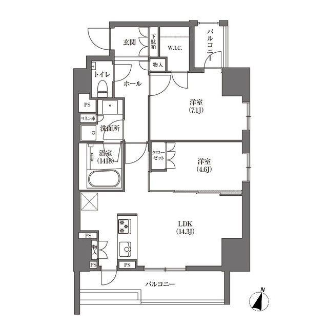 HAMACHO APARTMENTS(2LDK/15階)の間取り写真