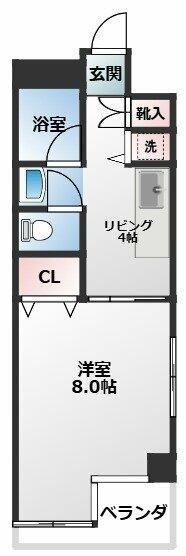 ローズパーク参番館(1K/3階)の間取り写真