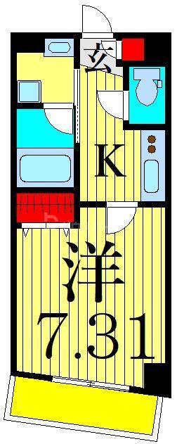 センターパーク柴又II(1K/2階)の間取り写真