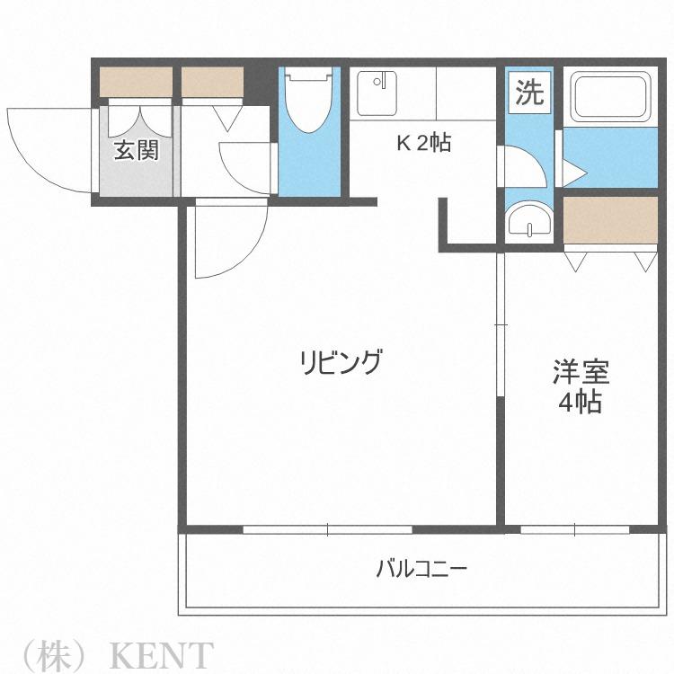 アスパイア琴似(1LDK/4階)の間取り写真