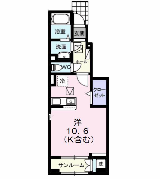 オアシス レジデンス(ワンルーム/1階)の間取り写真