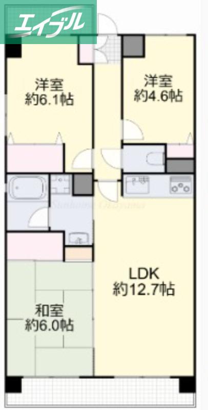 ル・サンク西市(3LDK/3階)の間取り写真
