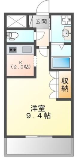 サニーハイツ(1K/2階)の間取り写真