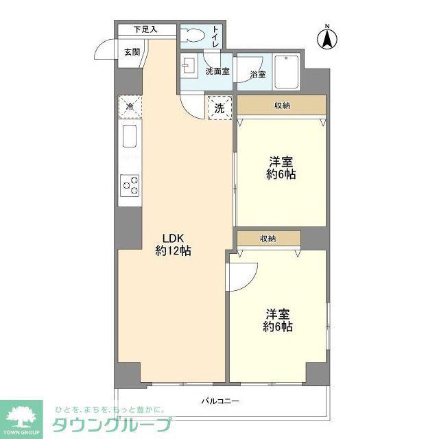 牛込ハイマンション(2LDK/6階)の間取り写真
