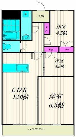 アンジュ荻野(3LDK/3階)の間取り写真