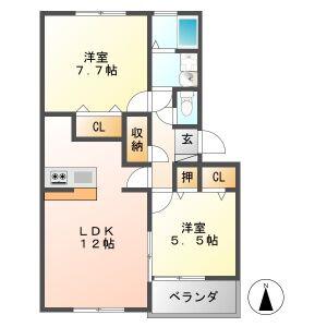 加藤ビルII(2LDK/3階)の間取り写真