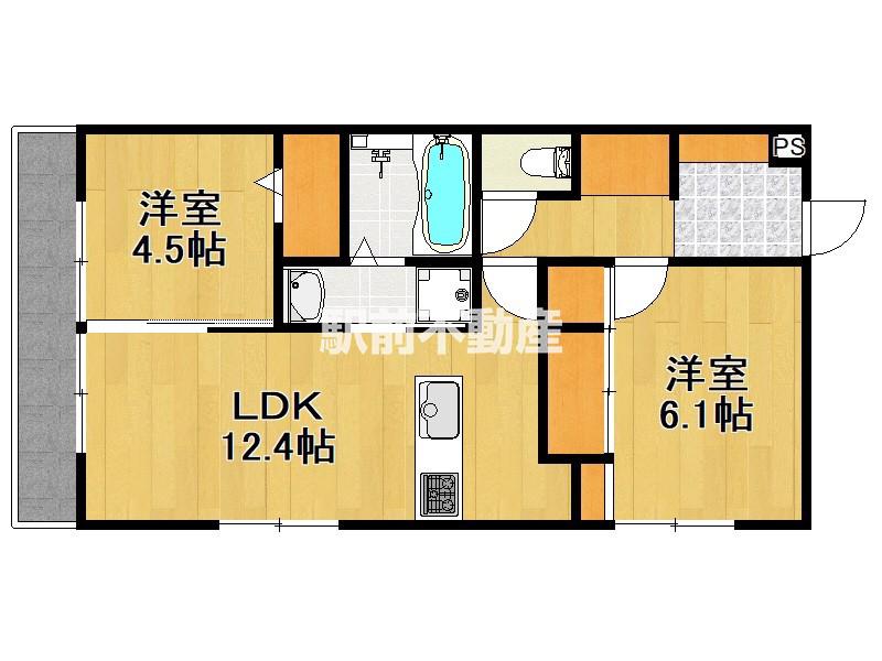 ブラン新宮中央(2LDK/3階)の間取り写真