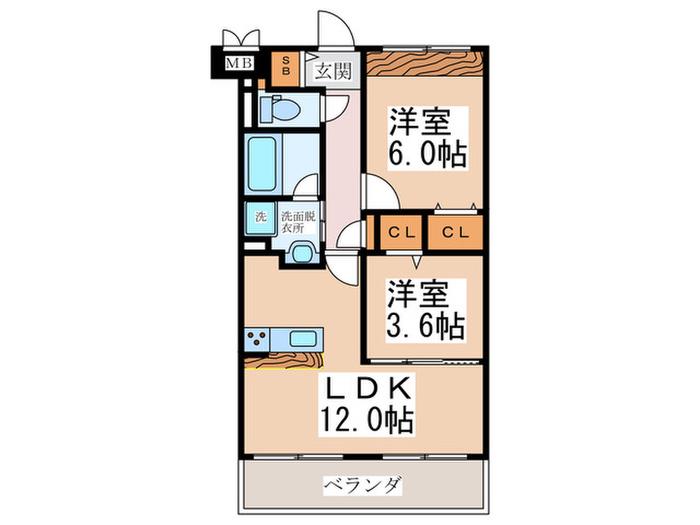 シャロバーラ(2LDK/1階)の間取り写真