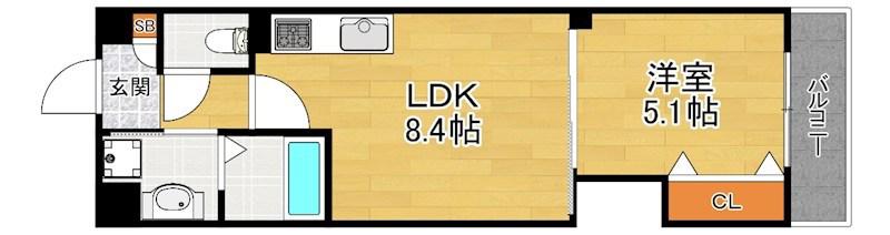クリエオーレ星田(1LDK/3階)の間取り写真