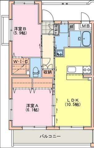 シャルテハイムV(2LDK/3階)の間取り写真