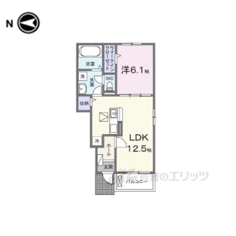 アルデバラン(1LDK/1階)の間取り写真