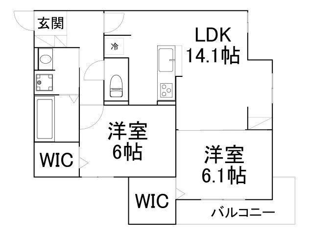 WEALTH JOTO(2LDK/1階)の間取り写真
