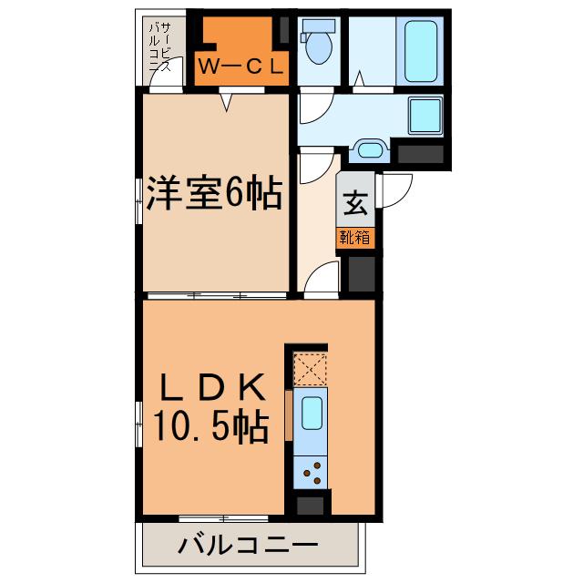 クロノス(1LDK/3階)の間取り写真