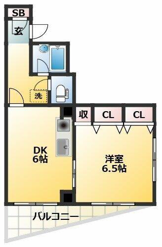 天野ビル(1DK/2階)の間取り写真