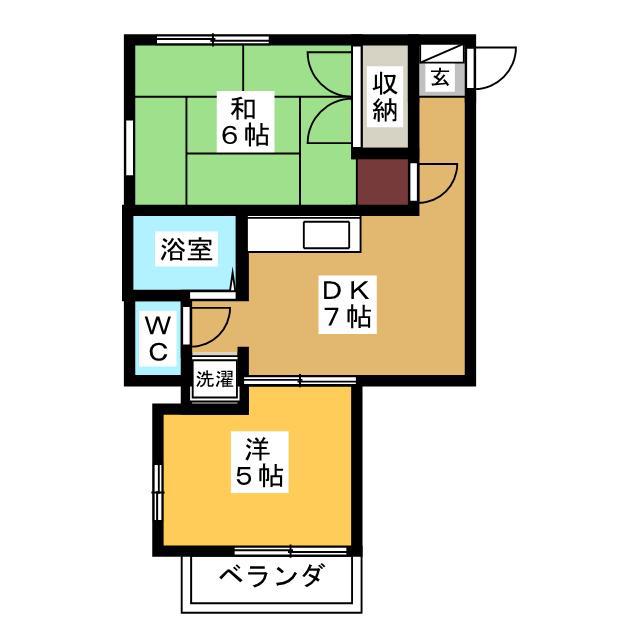 メゾン田中(2DK/2階)の間取り写真