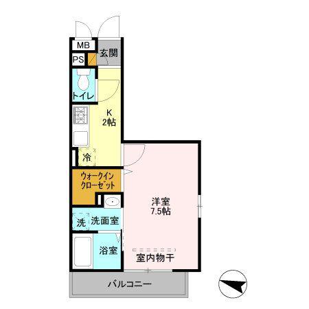 ソラシエスタ II(1K/3階)の間取り写真