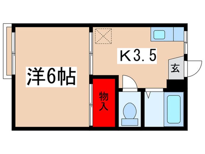 山の上ハウス(1K/1階)の間取り写真