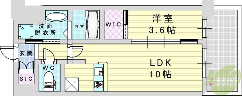 コンフォリア新大阪宮原Q(1LDK/6階)の間取り写真