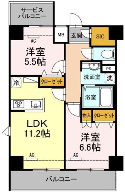 ノーブルボヌール(2LDK/5階)の間取り写真