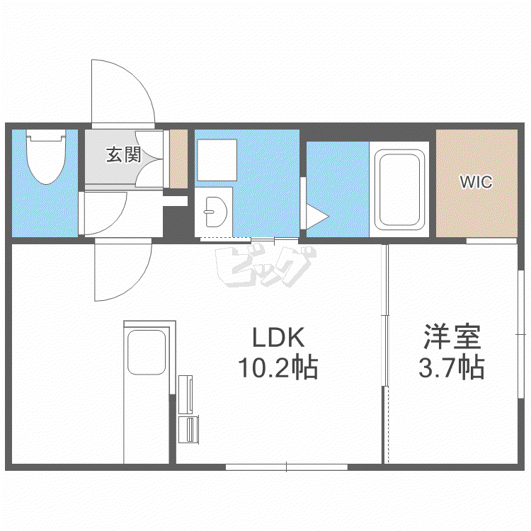 CITY RESIDENCE月寒中央(1LDK/1階)の間取り写真