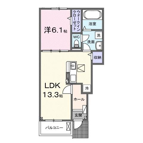 ベラーノ II(1LDK/1階)の間取り写真
