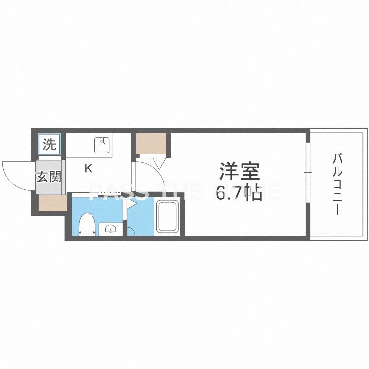 ラクラス阿倍野元町(1K/6階)の間取り写真