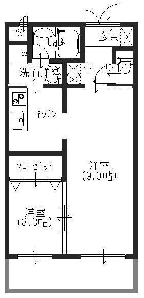 山善マンション(1LDK/2階)の間取り写真