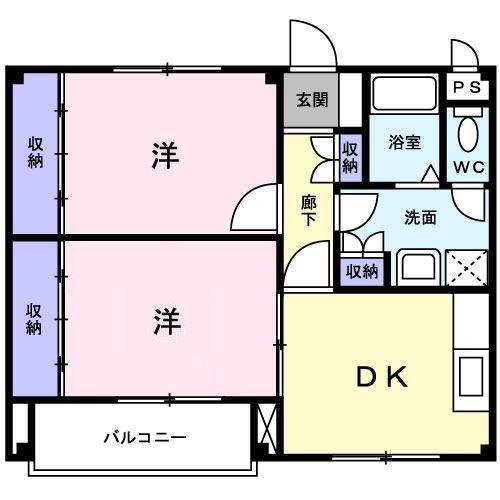 SG如是(2DK/2階)の間取り写真
