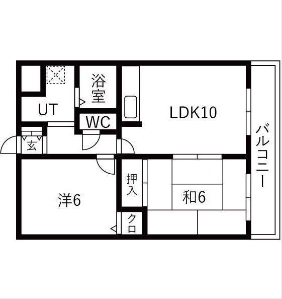 サンシェール千里(2LDK/2階)の間取り写真