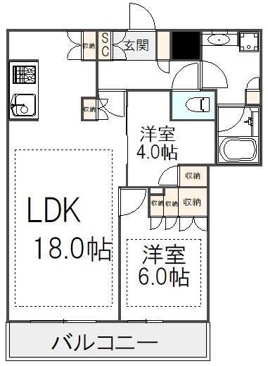 パークシティ中野ザタワー エアーズ(2LDK/14階)の間取り写真