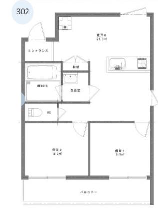 プレシャス千歳台(2DK/3階)の間取り写真
