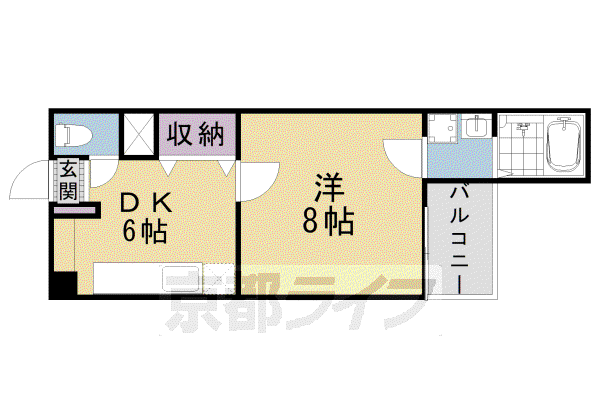 祇園ハイツ(1DK/4階)の間取り写真