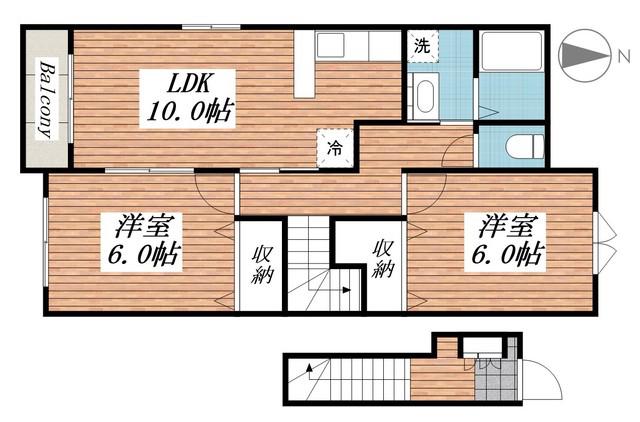 アニメート・ヴィラE(2LDK/2階)の間取り写真