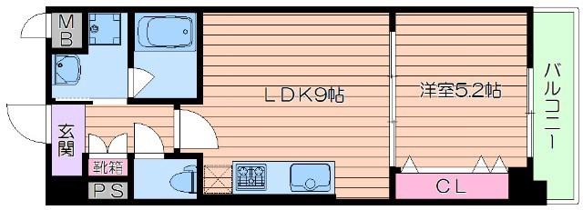 ハーヴェスト江坂(1LDK/1階)の間取り写真