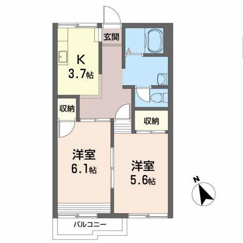 ラフォーレ青葉(2K/2階)の間取り写真