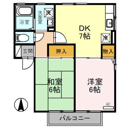 ソレイユ白子II(2DK/1階)の間取り写真