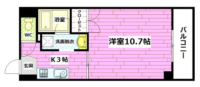 トレゾール東原(1K/3階)の間取り写真
