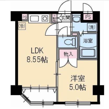 ビラージュ花屋町(1LDK/3階)の間取り写真