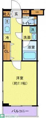 クレヴィスタ武蔵小杉(1K/1階)の間取り写真