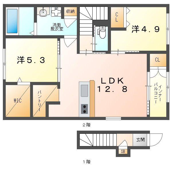 INUI HOUSE(2LDK/2階)の間取り写真