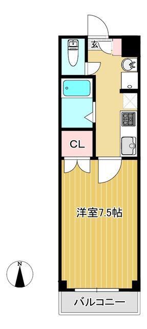 シャルマン草加V(1K/2階)の間取り写真