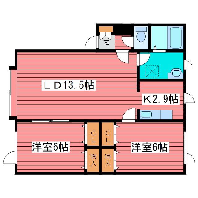 香風館参番館(2LDK/2階)の間取り写真