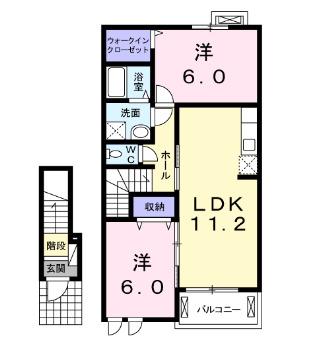 メイプル(2LDK/2階)の間取り写真