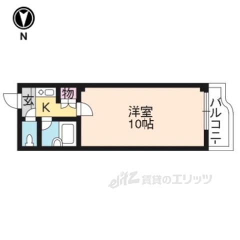 WOOD WORD布屋町(1K/4階)の間取り写真