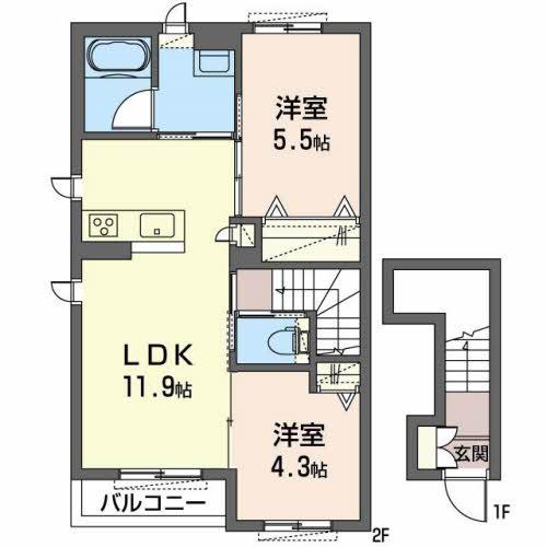 リビエラ(2LDK/2階)の間取り写真