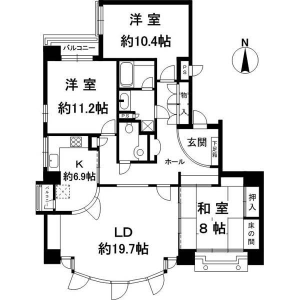 KBコンフォート三条(3LDK/2階)の間取り写真