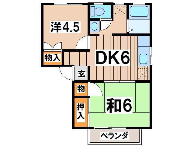 コーポ不二美(2DK/1階)の間取り写真