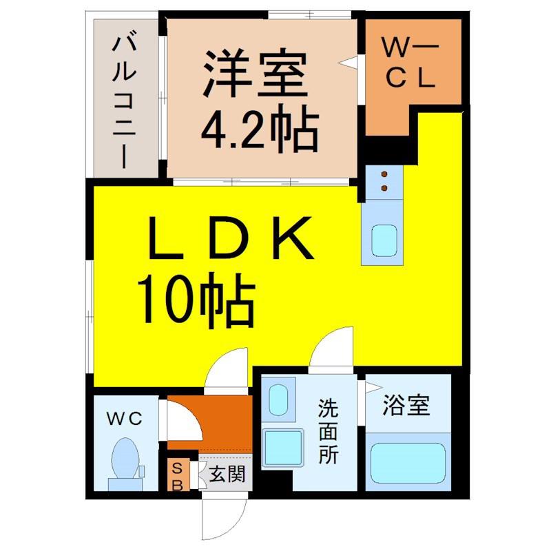 ハーモニーテラス柳田町II(1LDK/2階)の間取り写真